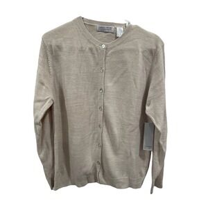 VTG NWT Carolyn Taylor Tan Button Up Cardigan Sweater S AK107